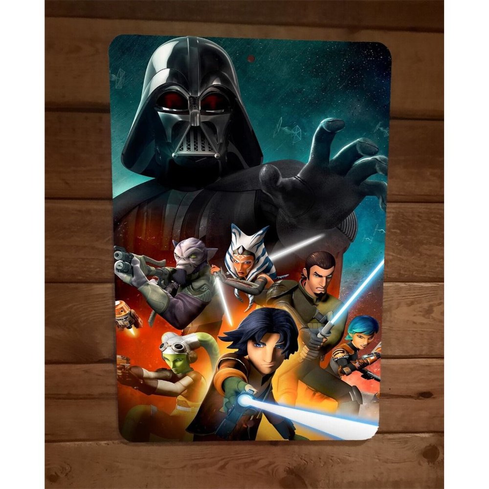 Star Wars Vader and Jedis Cartoon Art 8x12 Metal Wall Sign Poster